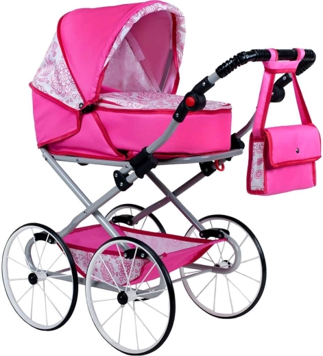 Dziecięcy wózek retro dla lalek 2w1 New Baby Natálka różowy
