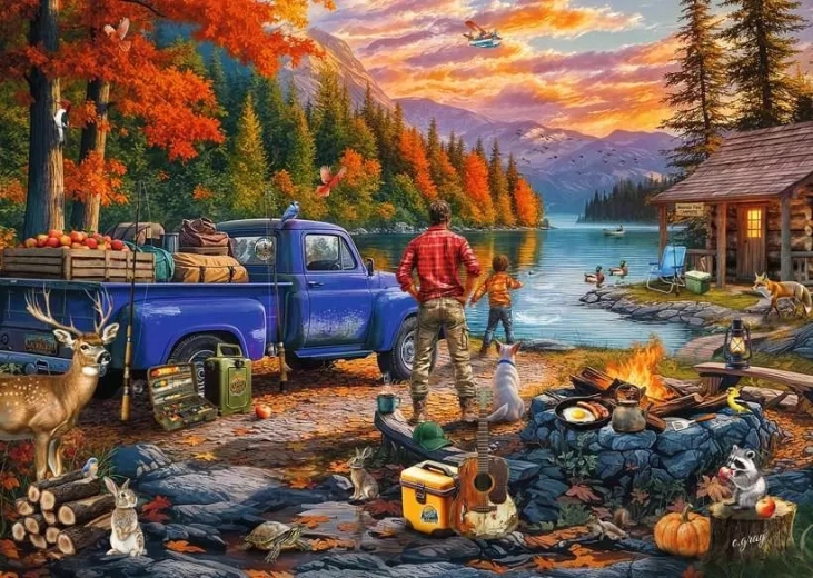 Puzzle Ravensburger Zachód słońca nad jeziorem 300 elementów