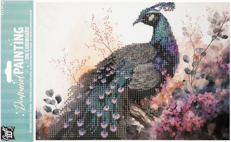 Diamentowe malowanie na płycie – paw 29 × 21 cm