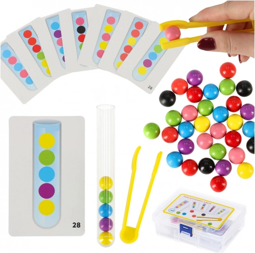 Montessori gra edukacyjna z kolorowymi kulkami