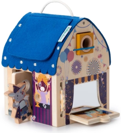Drewniany domek Lilliputiens pełen złudzeń optycznych