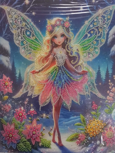 Diamentowe malowanie na płótnie Zimowa Wróżka 23x30 cm