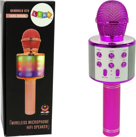 Bezprzewodowy mikrofon USB Speaker Recording Karaoke Model WS-858 Różowy