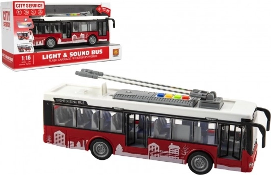 Autobus miejski ze światłem i dźwiękiem 1:16, napęd frykcyjny, 28 cm
