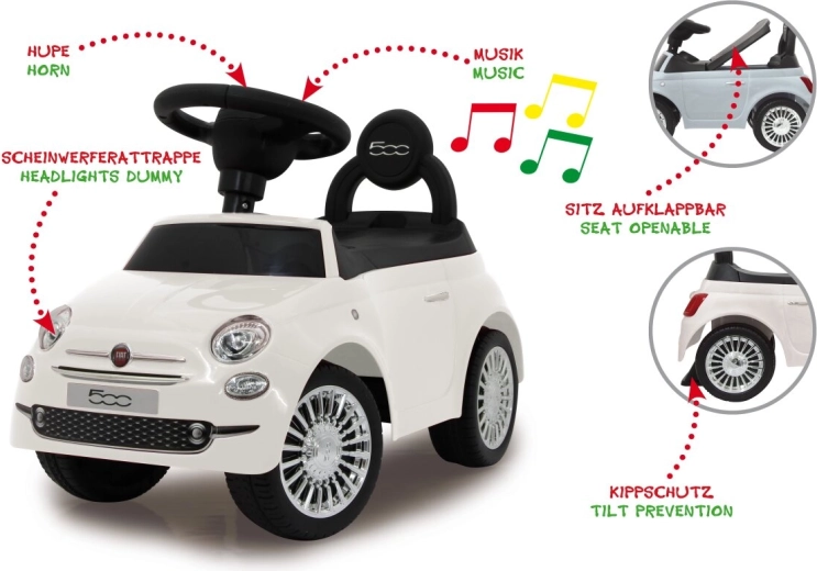 Jamara jeździk i chodzik Fiat 500 2w1 biały
