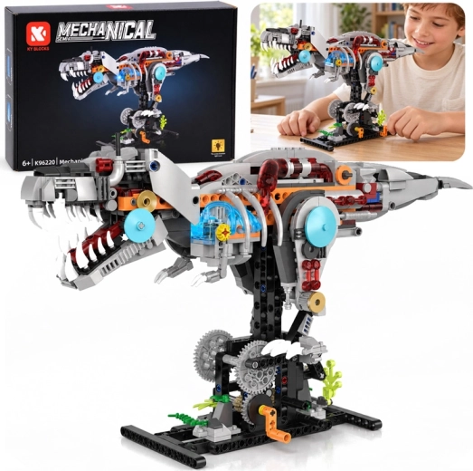 Techniczny zestaw konstrukcyjny – mechaniczny dinozaur T-Rex z oświetleniem LED, 730 elementów