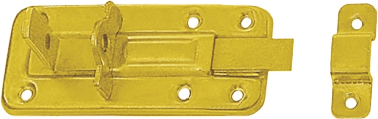 Zasuwa z zamkiem do okiennic i drzwi 120 × 45 × 1,0 mm, stal żółto ocynkowana