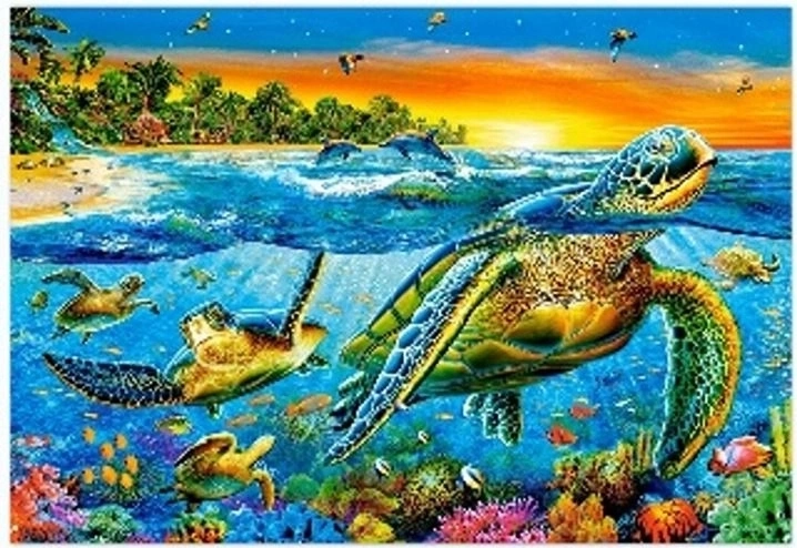 Malowanie diamentowe – żółwie morskie 30 × 40 cm