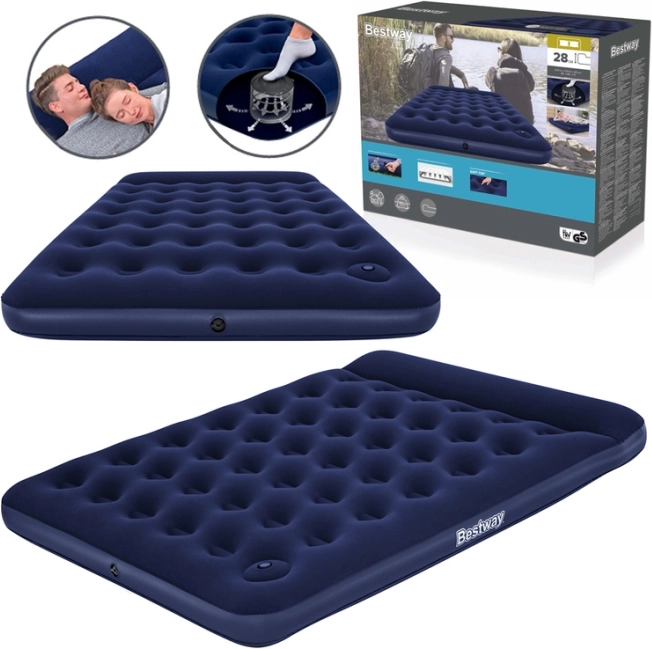Nadmuchiwany materac BESTWAY Queen z wbudowaną pompką nożną 203 × 152 × 28 cm