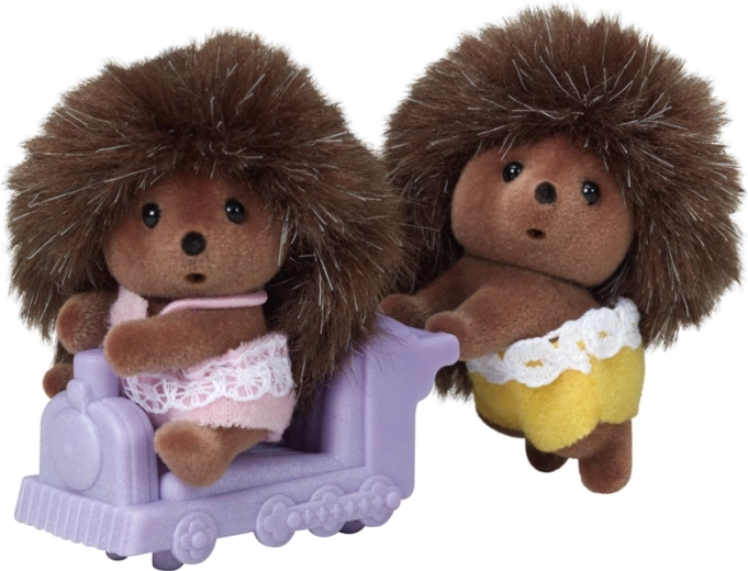 Sylvanian Families bliźnięta jeży z fioletowym pociągiem