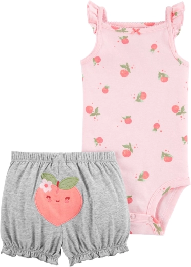 Carter's dwuczęściowy zestaw: body na ramiączkach i szorty Pink Peach dla dziewczynki 9 m