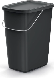 Kosz na śmieci 25 l z plastiku z recyklingu z pokrywą KEden COMPACTA Q BASIC – czarny