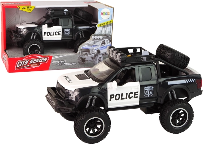 Pojazd terenowy Raptor Police Black Otwierane drzwi Światła dźwiękowe