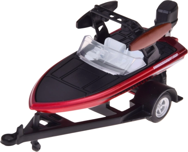 Szczegółowa motorówka z silnikiem zaburtowym