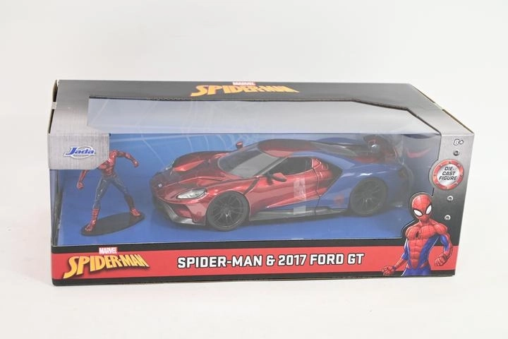 Jada Toys Marvel Spider-Man – model samochodu Ford GT 2017 1:24 z figurką - 1 sztuka