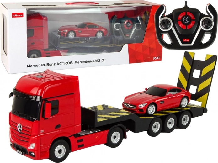 Autko R/C Mercedes-Benz z lawetą – czerwone