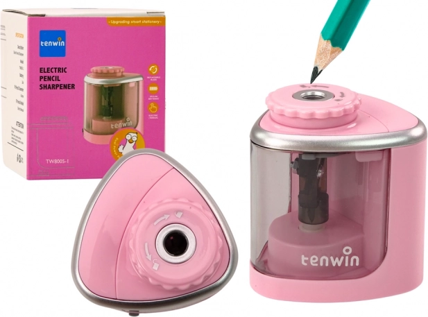 Elektryczna temperówka TENWIN do ołówków i kredek 6–8 mm – różowa