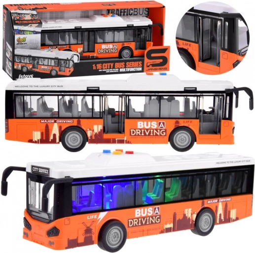 Zabawka autobus z otwieranymi drzwiami i efektami świetlnymi 1:16