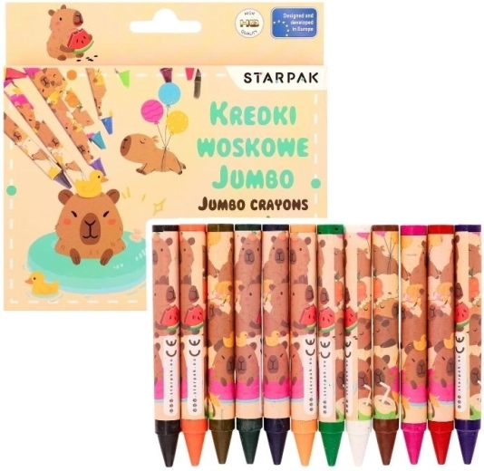 Kredki woskowe Jumbo Kapibara 12 kolorów