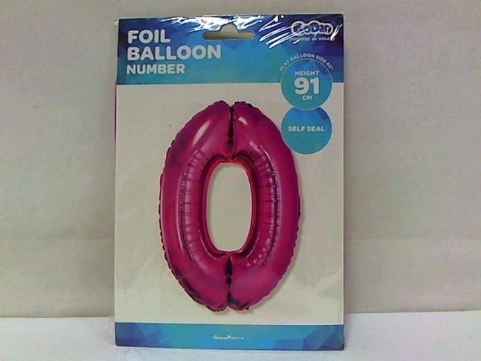 Foliowy balon cyfra 0 różowy 85 cm