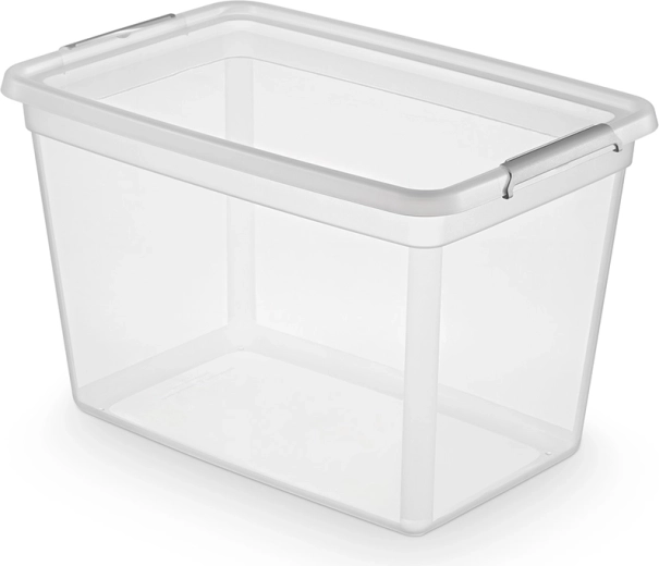 Basestore pudełko do przechowywania z pokrywą i klipsami 60 l (58 × 39 × 35 cm)