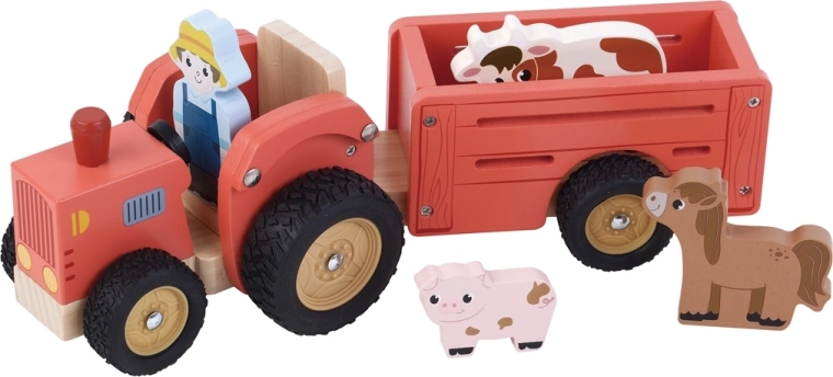 2Kids Toys drewniany traktor z przyczepą i figurkami