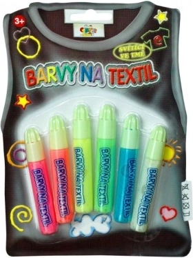 Farby do tkanin świecące w ciemności – zestaw 6 neonowych odcieni w aplikatorze 7 ml