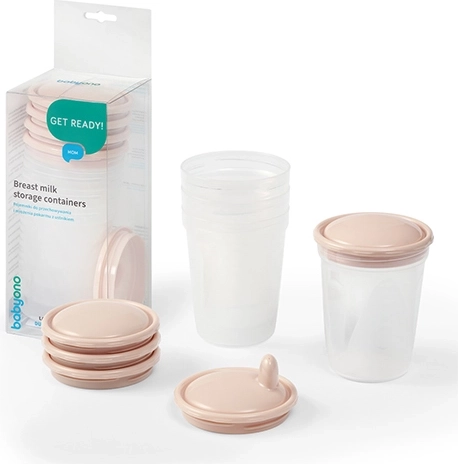 BabyOno pojemniki do przechowywania i mrożenia żywności 200 ml, 4 szt., beżowe