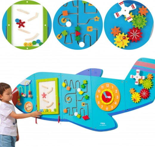 Drewniana tablica ścienna sensoryczna Samolot VIGA Montessori