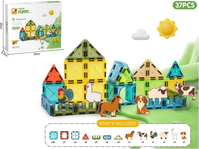 Madej magnetyczny zestaw konstrukcyjny Color Box farma, 37 elementów