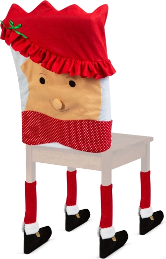 Świąteczna dekoracja na krzesło żona Mikołaja 50 × 55 cm czerwona/biała