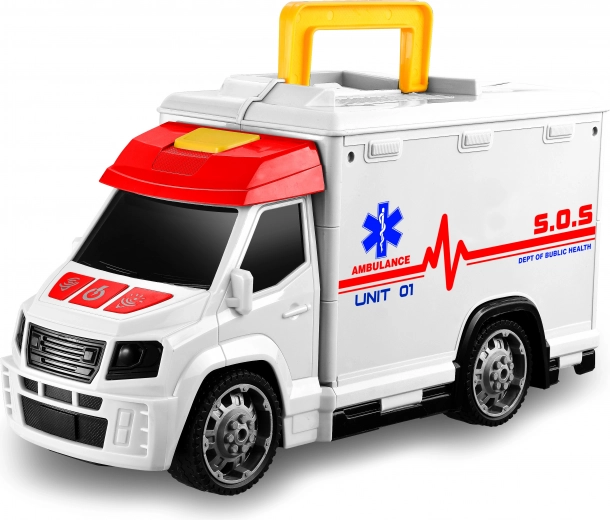 Auto karetka z efektami i rozkładaną garażą szpitalną 33,5 cm