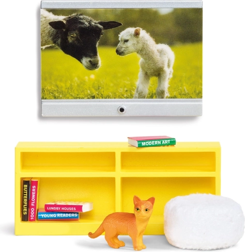 Lundby zestaw mebli RTV z telewizorem do domku dla lalek