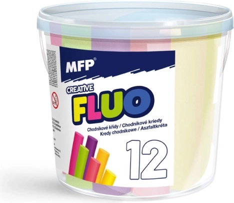 Neonowe kredy chodnikowe, okrągłe, 12 szt., mix kolorów, wiaderko