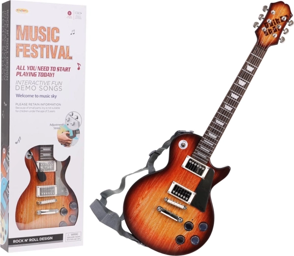 Dziecięca gitara elektryczna ze słuchawkami i mikrofonem – Brązowa