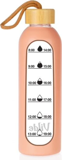 Vilde szklana butelka na wodę z silikonowym pokrowcem, łososiowa 600 ml