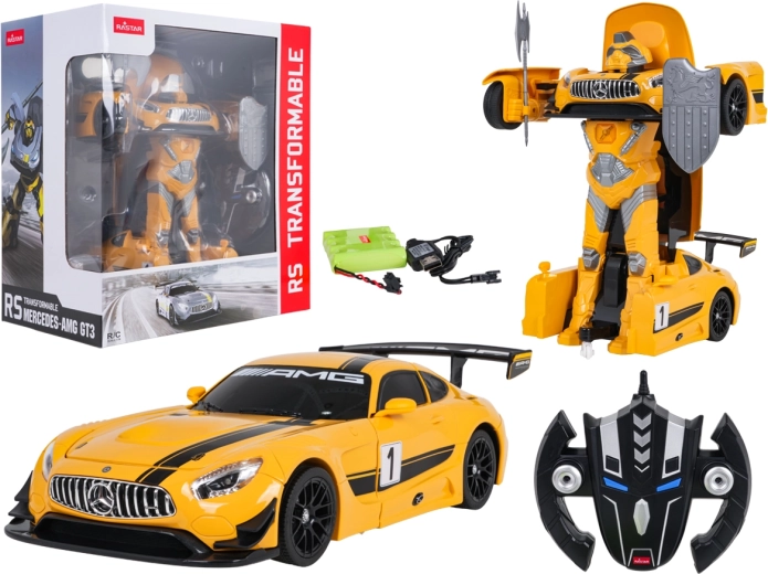 Zdalnie sterowany samochód i robot 2 w 1 Mercedes-AMG GT3 RASTAR, żółty