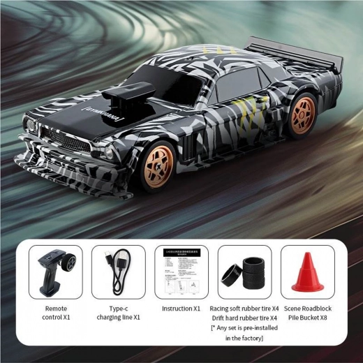 Zielony samochodzik RC do driftu 1:43 z akcesoriami