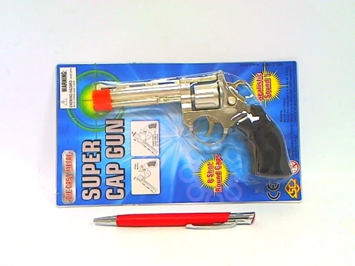 Metalowy pistolet na kapiszony w blistrze