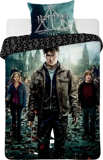 Bawełniana pościel Harry Potter Insygnia Śmierci ciemna 140 × 200 cm