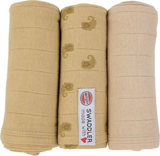 LODGER swaddler Flame tribe zestaw 3 szt. 70 × 70 cm sand