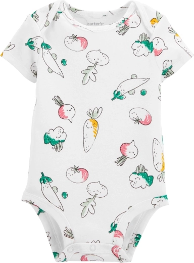 Carter’s body niemowlęce z krótkim rękawem Ivory Vegetables, dziewczęce, rozm. 56