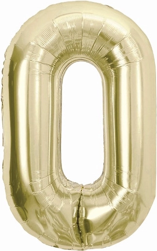 Foliowy balon cyfra 0 w kolorze szampańskim