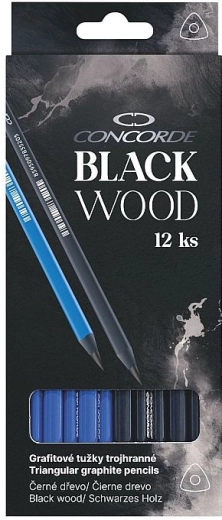 Ołówki grafitowe CONCORDE Black Wood HB, trójkątne, 12 szt.