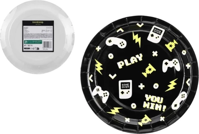 Papierowe talerzyki Gamepady 23 cm (6 szt.)