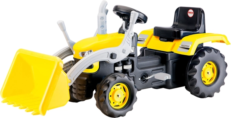 Duży traktor na pedały z koparką – żółty