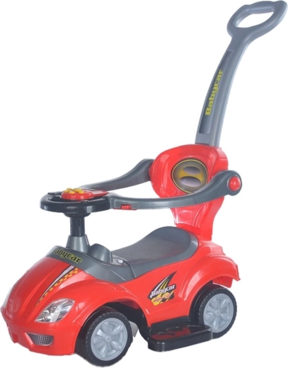 Dziecięcy jeździk z drążkiem prowadzącym 3w1 BABY MIX Mega Car czerwony