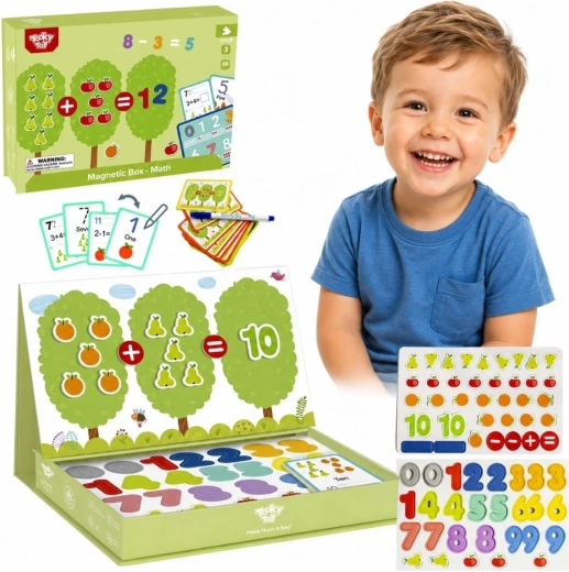 Tooky Toy drewniane magnetyczne puzzle Montessori – matematyczne pudełko do nauki (86 elementów)