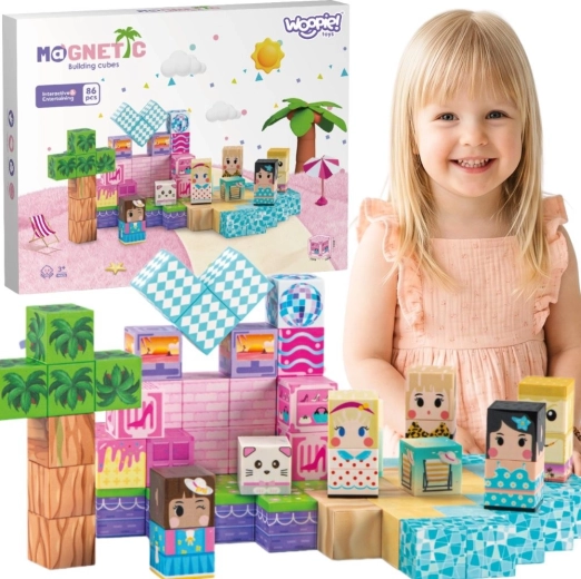 Woopie klocki magnetyczne – edukacyjne klocki 3D 86 szt. (Montessori) dla dzieci od 3 lat