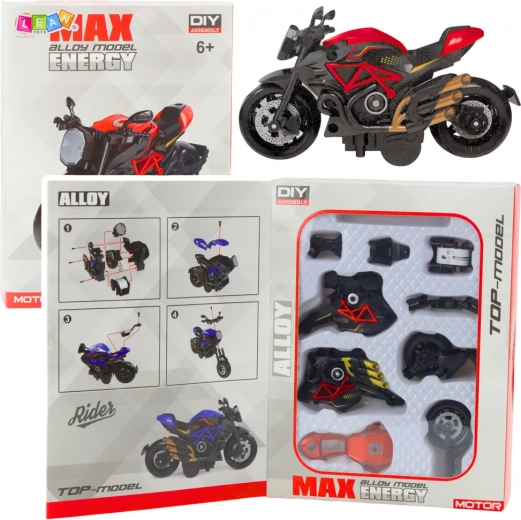 Motocykl do samodzielnego złożenia 1:14 czarno-czerwony metalowy model DIY